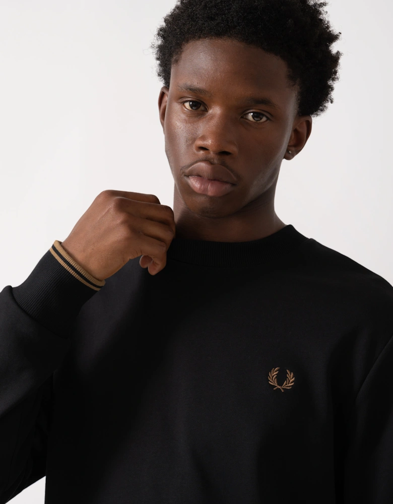 Mens Crew Neck Sweatshirt - Black/Shaded Stone/Shaded Stone S77