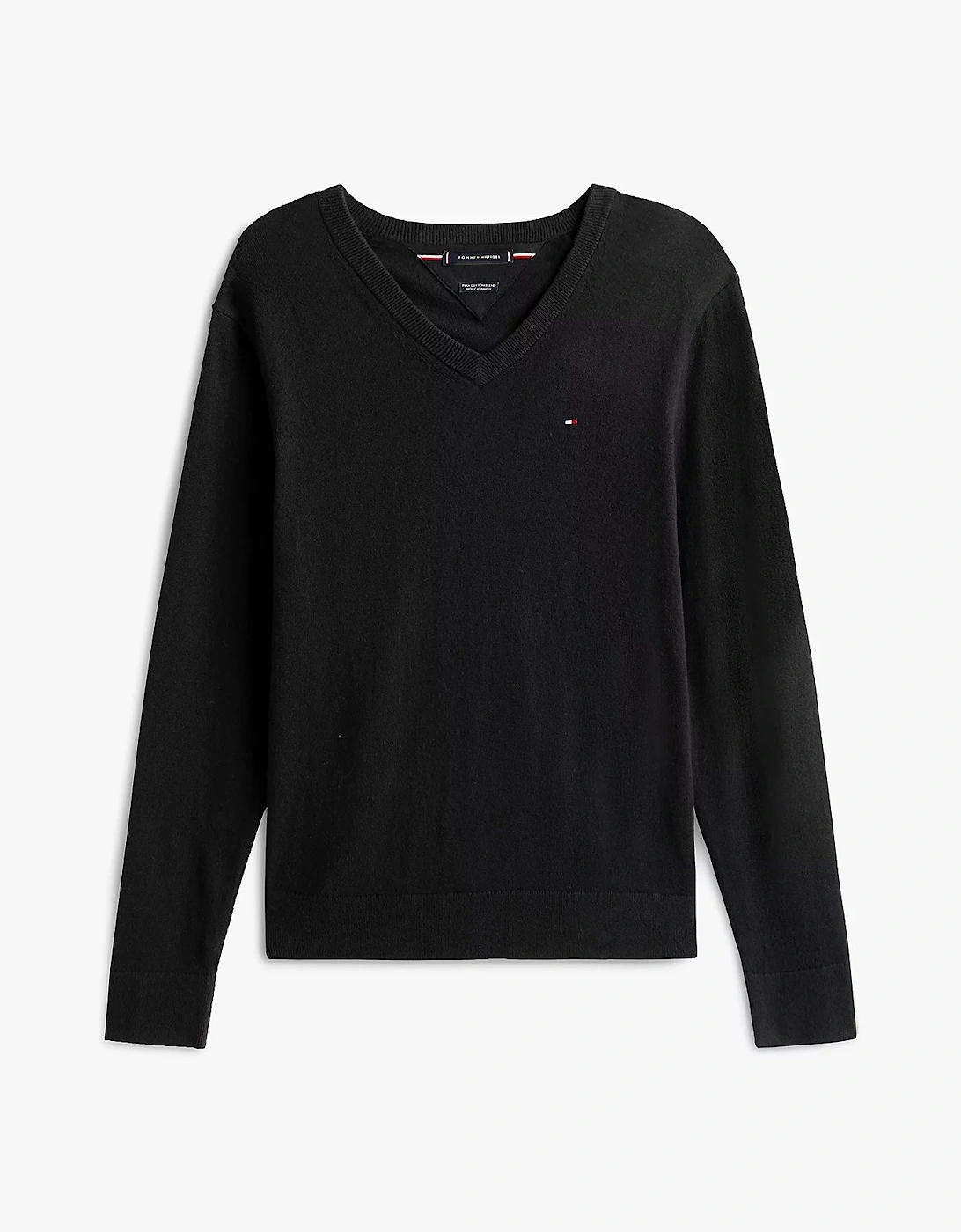 Pima Organic Cotton Mens Cashmere V-Neck Jumper - Black