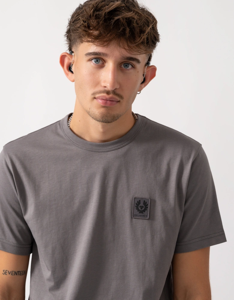 Short Sleeved Mens Logo Patch T-Shirt - Tornado Grey