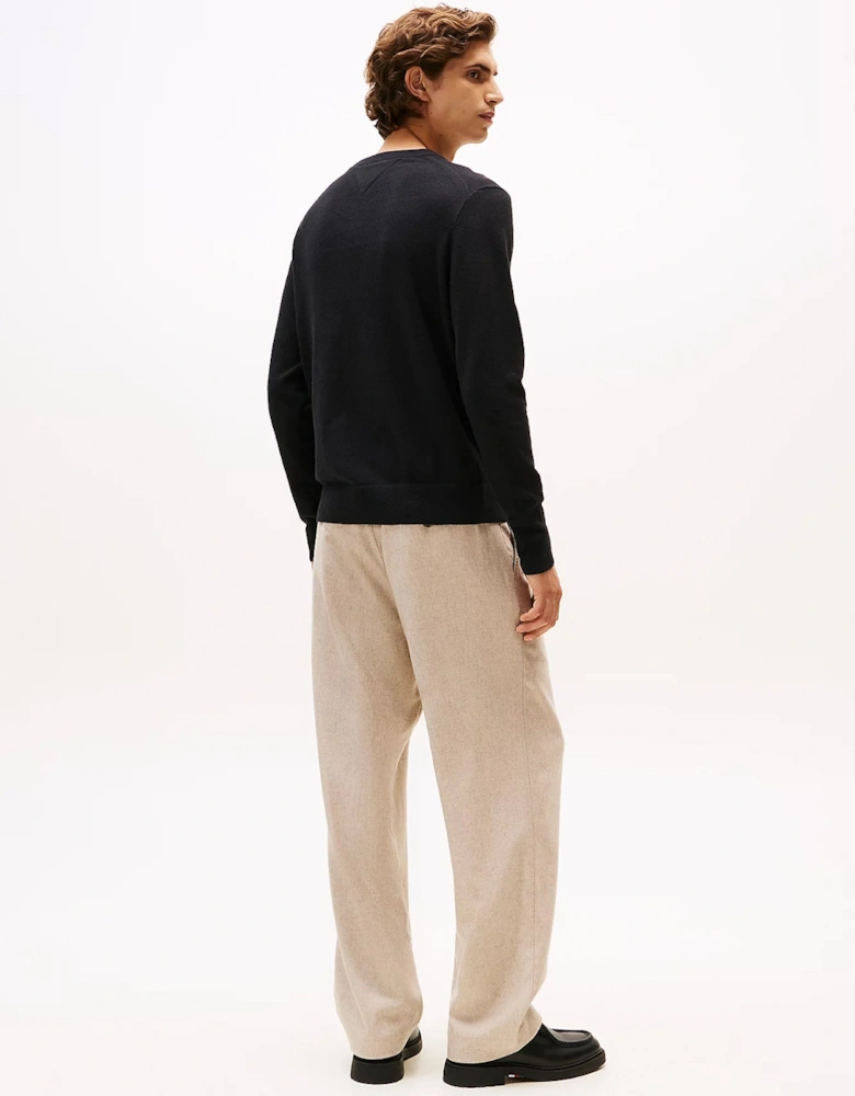 Pima Organic Cotton Mens Cashmere V-Neck Jumper - Black