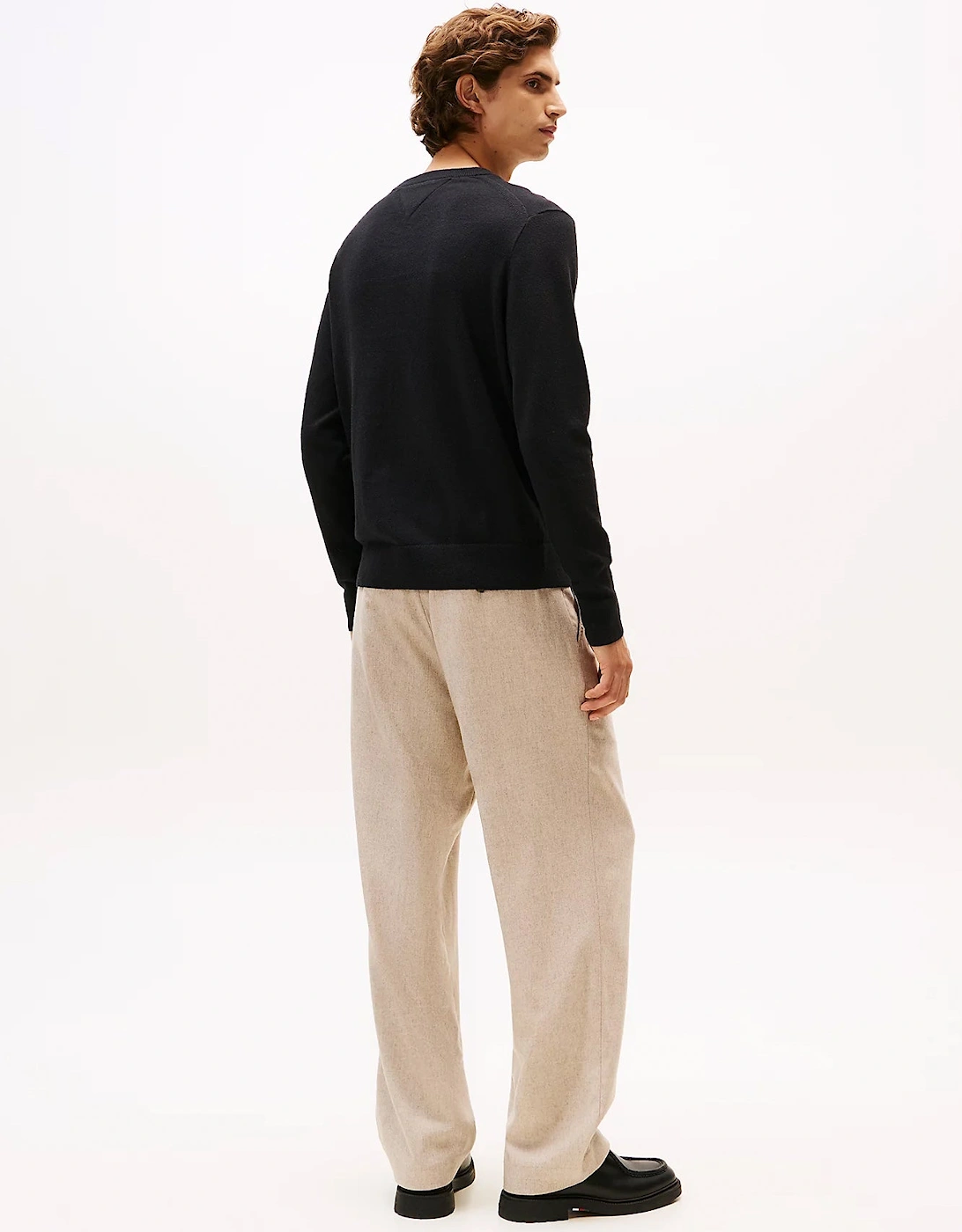 Pima Organic Cotton Mens Cashmere V-Neck Jumper - Black