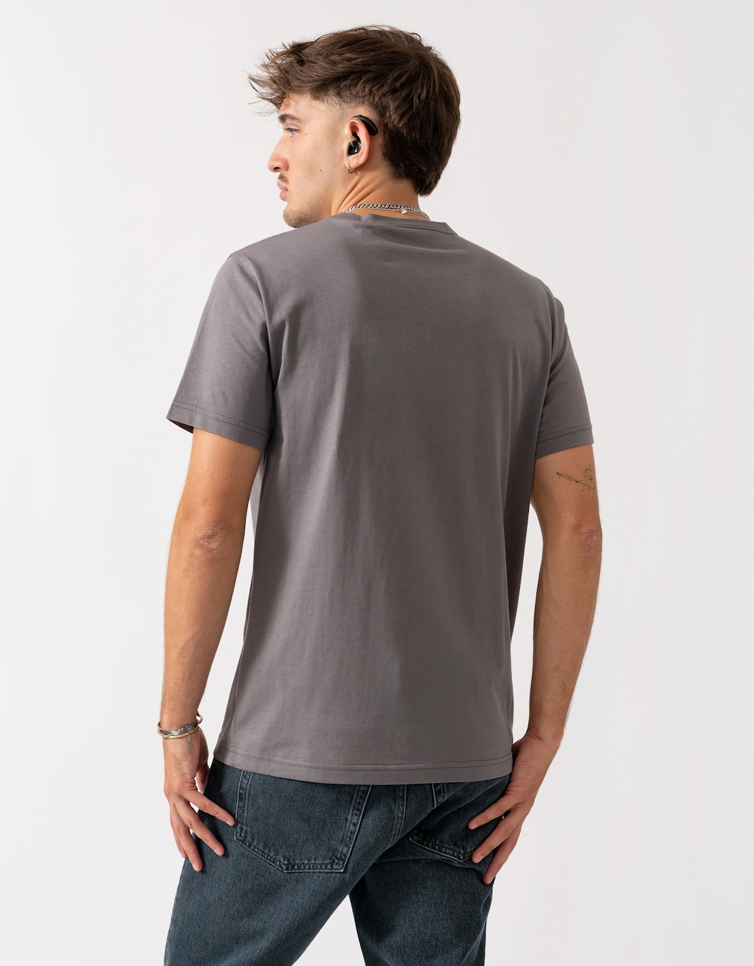 Short Sleeved Mens Logo Patch T-Shirt - Tornado Grey