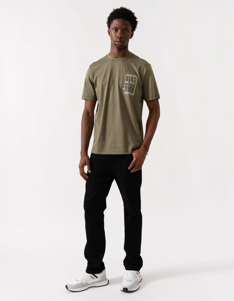 BOSS Orange Te Container Mens Graphic Print T-Shirt - Open Green 342
