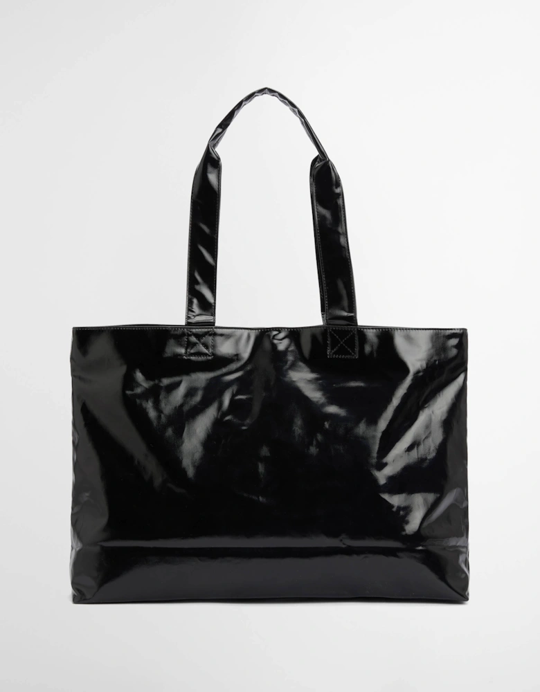 Womens High Shine Tote Bag - Black