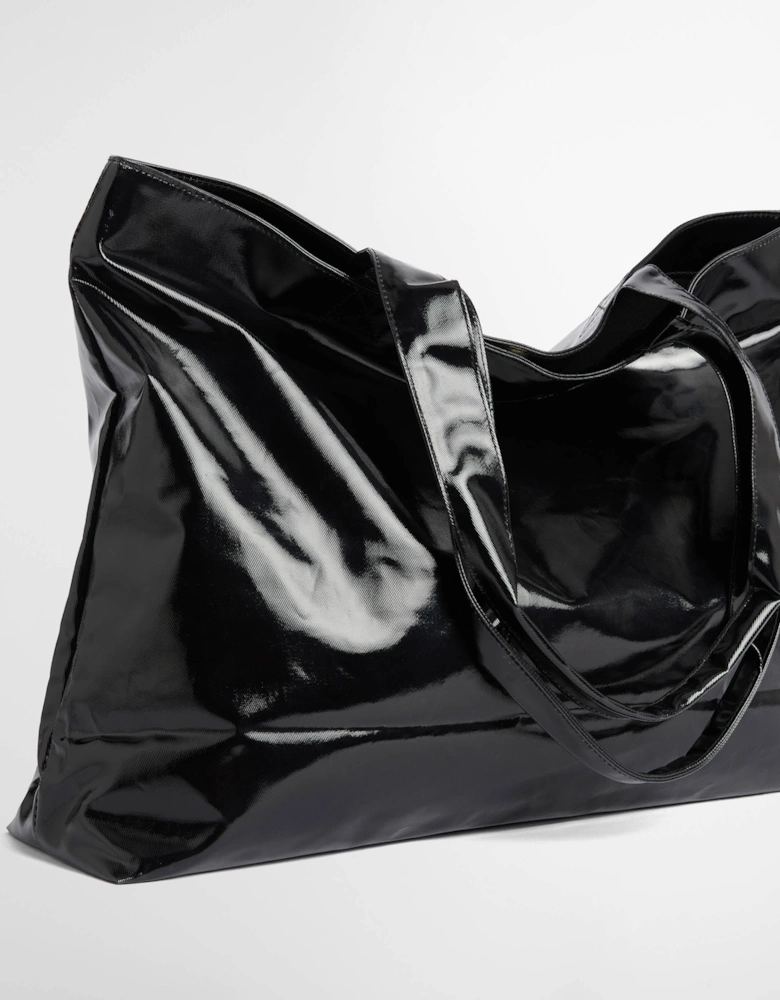 Womens High Shine Tote Bag - Black