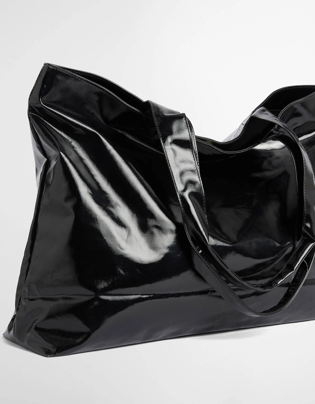 Womens High Shine Tote Bag - Black