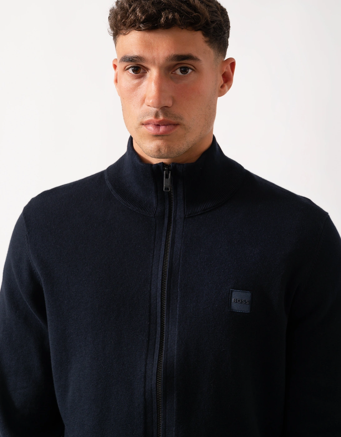 BOSS Orange Kanozip Mens Full Zip Jumper - Dark Blue 404