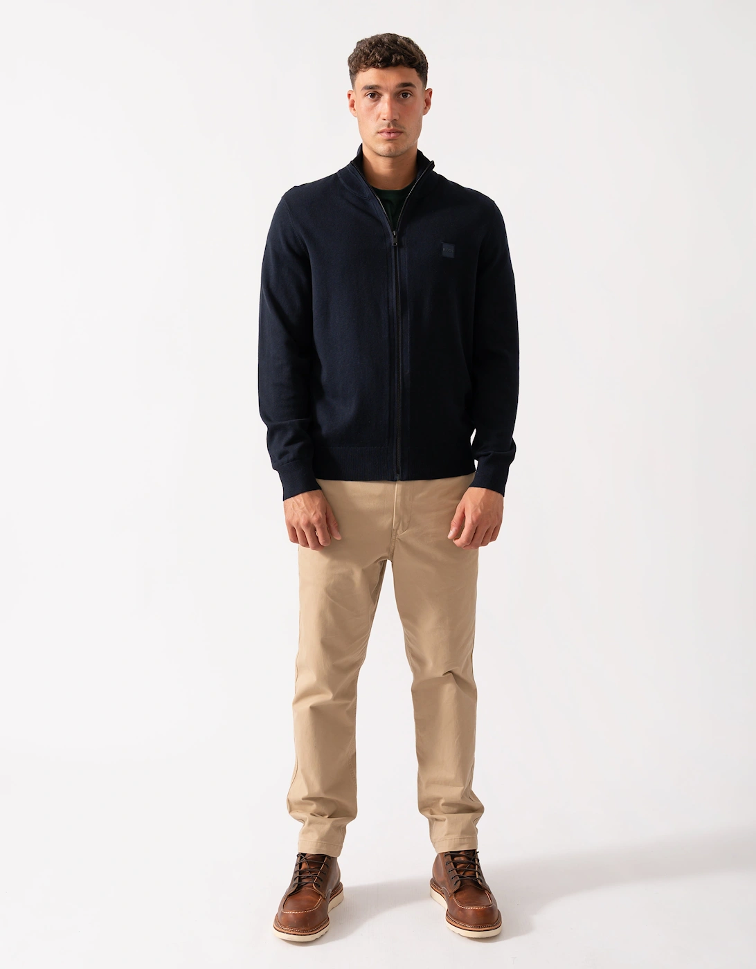 BOSS Orange Kanozip Mens Full Zip Jumper - Dark Blue 404