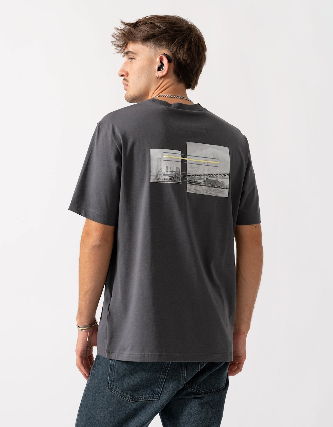 BOSS Green Tee Photoprint Mens T-Shirt - Dark Grey 027