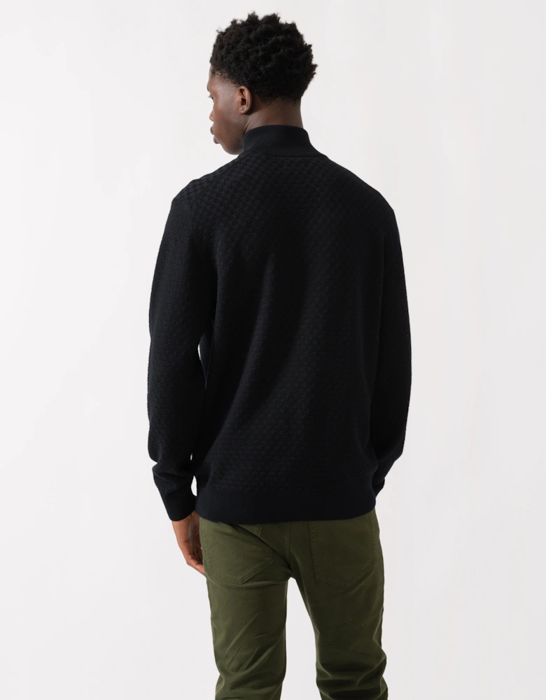 Mens Micro Texture Half Zip Jumper - 5 Black