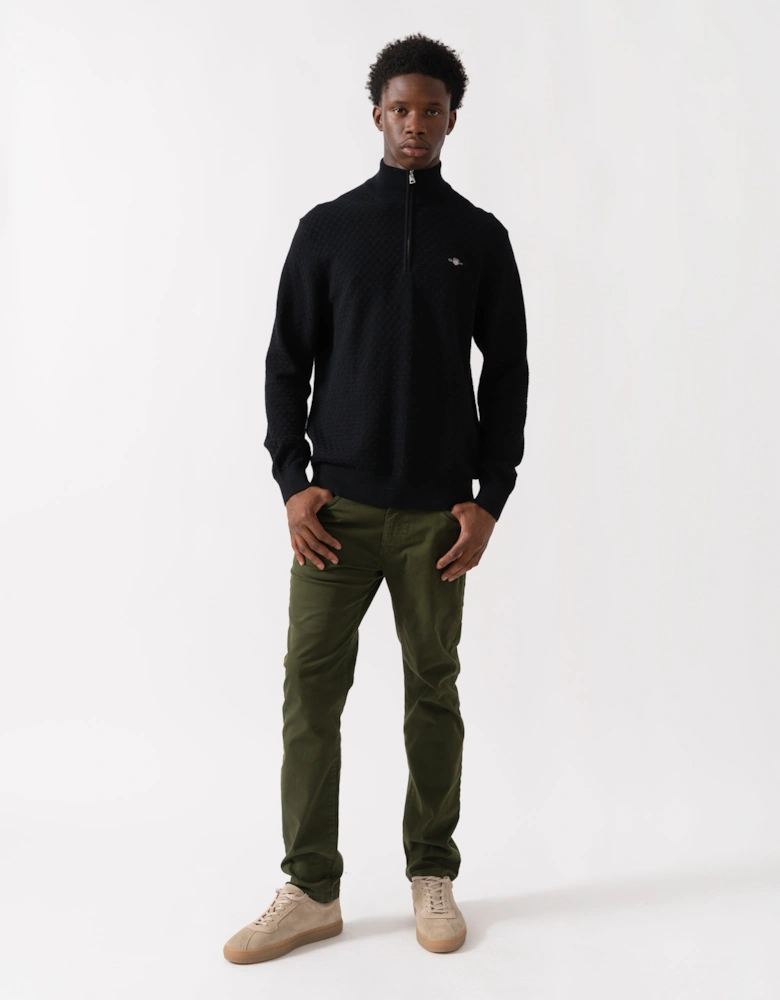 Mens Micro Texture Half Zip Jumper - 5 Black