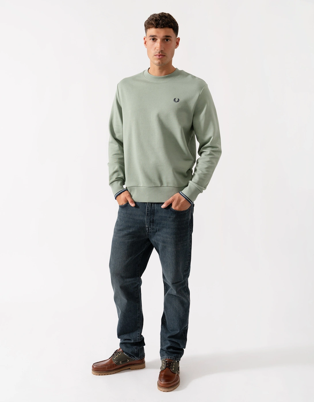 Mens Crew Neck Sweatshirt - Bayleaf/Dark Airforce/Tennis Blue Z49