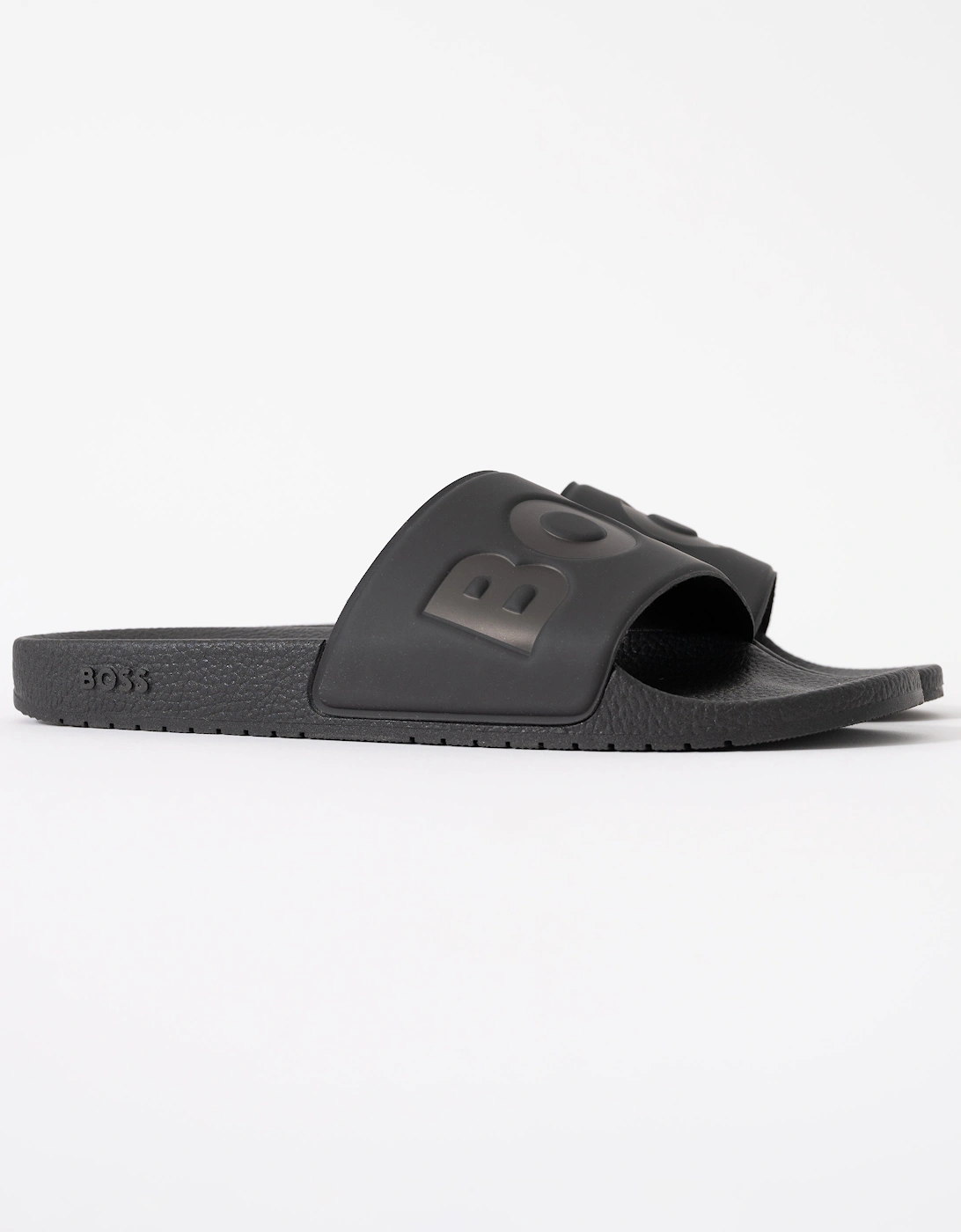BOSS Orange Aryeh Mens Italian-Made Slides With Large Logo Detail - Black 001