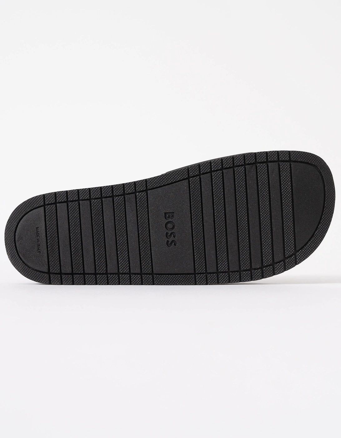 BOSS Orange Aryeh Mens Italian-Made Slides With Large Logo Detail - Black 001