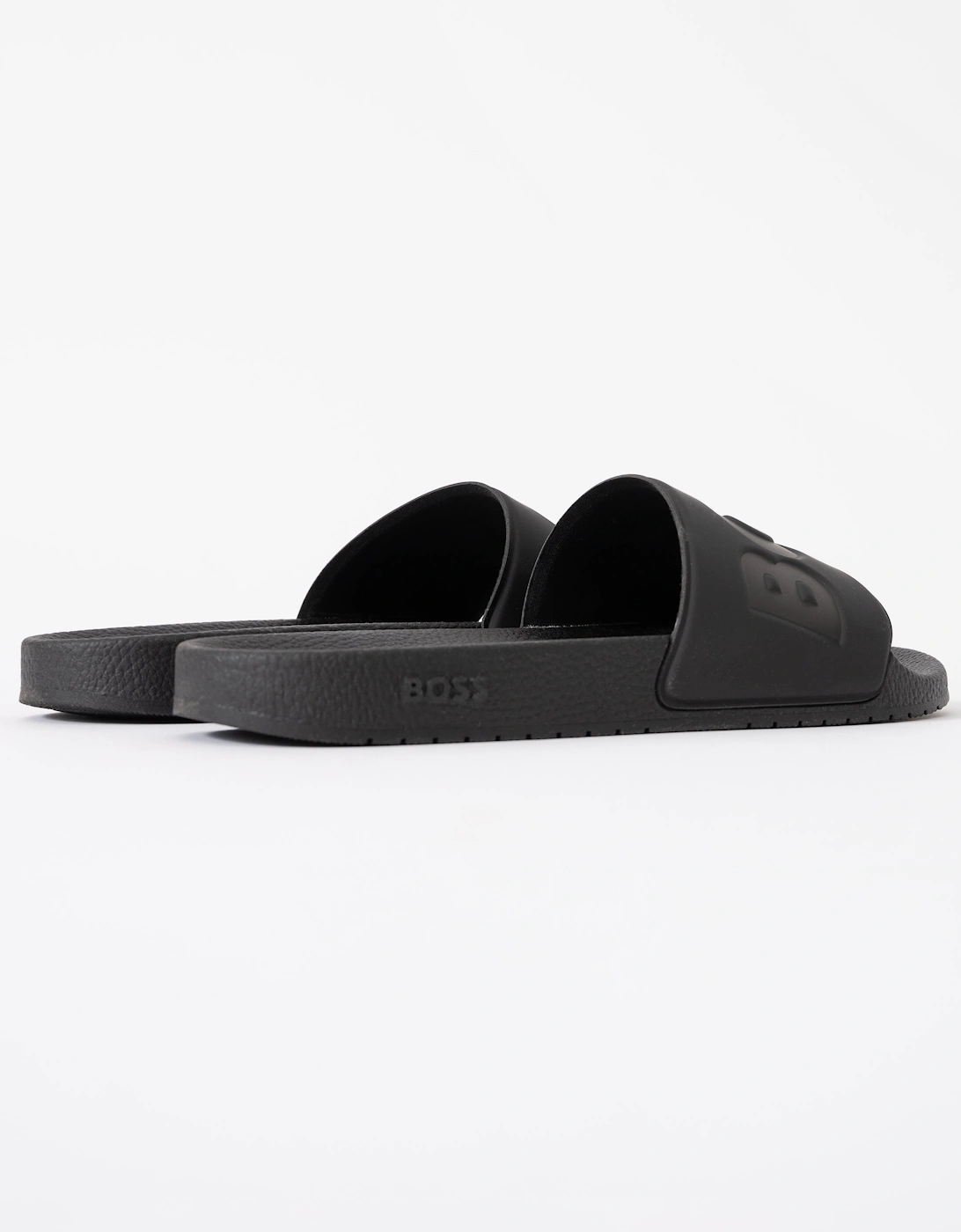 BOSS Orange Aryeh Mens Italian-Made Slides With Large Logo Detail - Black 001