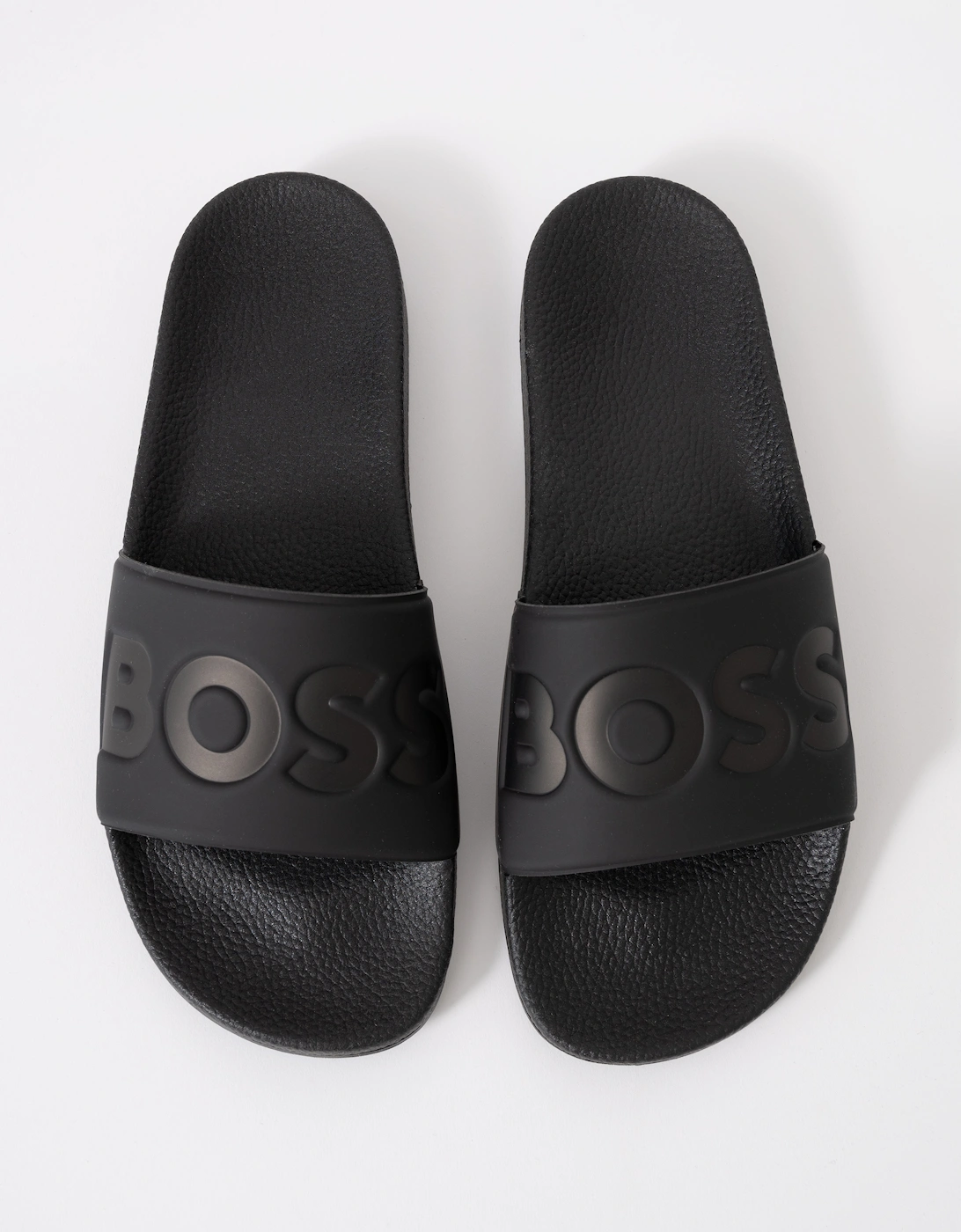 BOSS Orange Aryeh Mens Italian-Made Slides With Large Logo Detail - Black 001