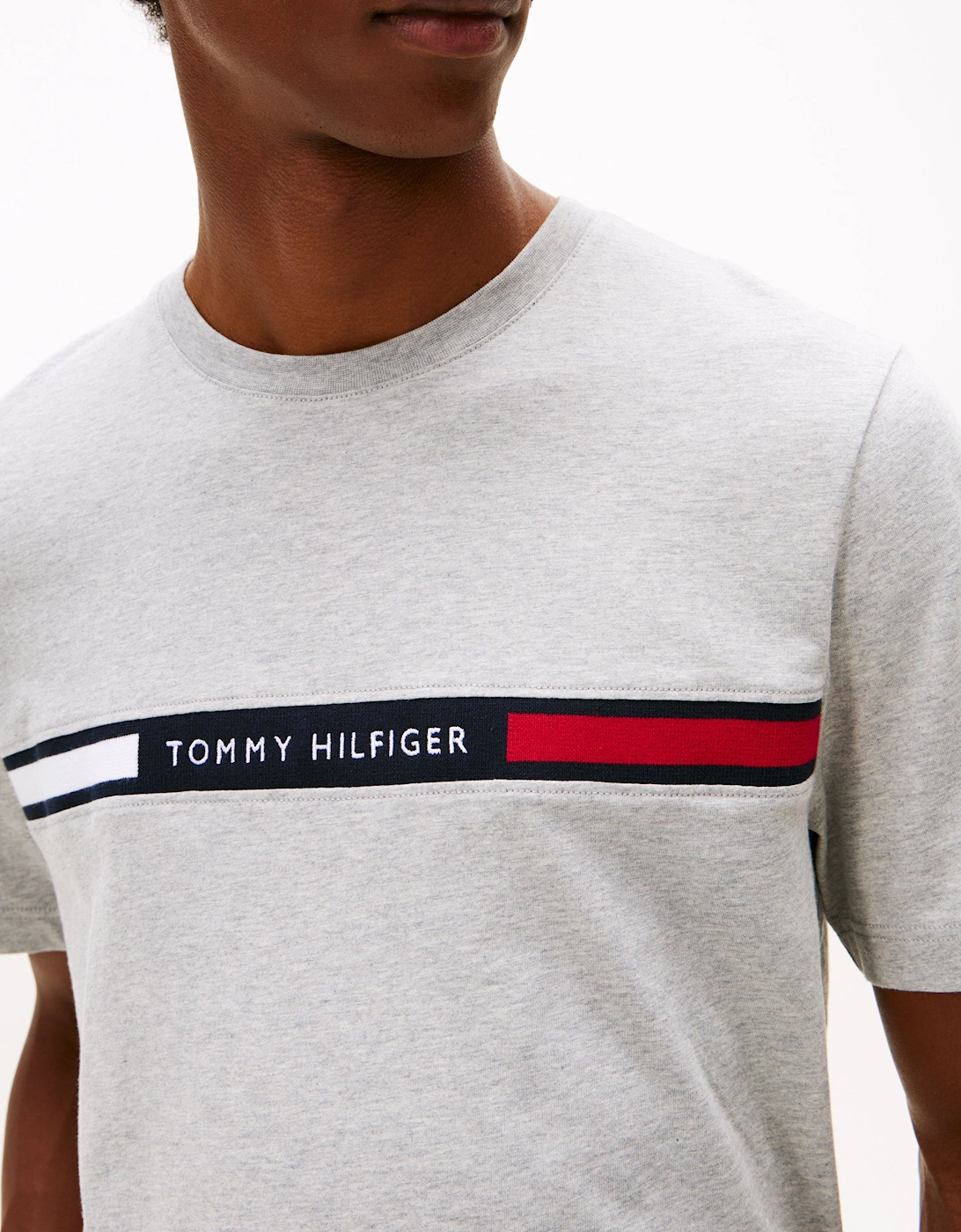 Hilfiger Chest Insert Mens T-Shirt - Light Grey Heather