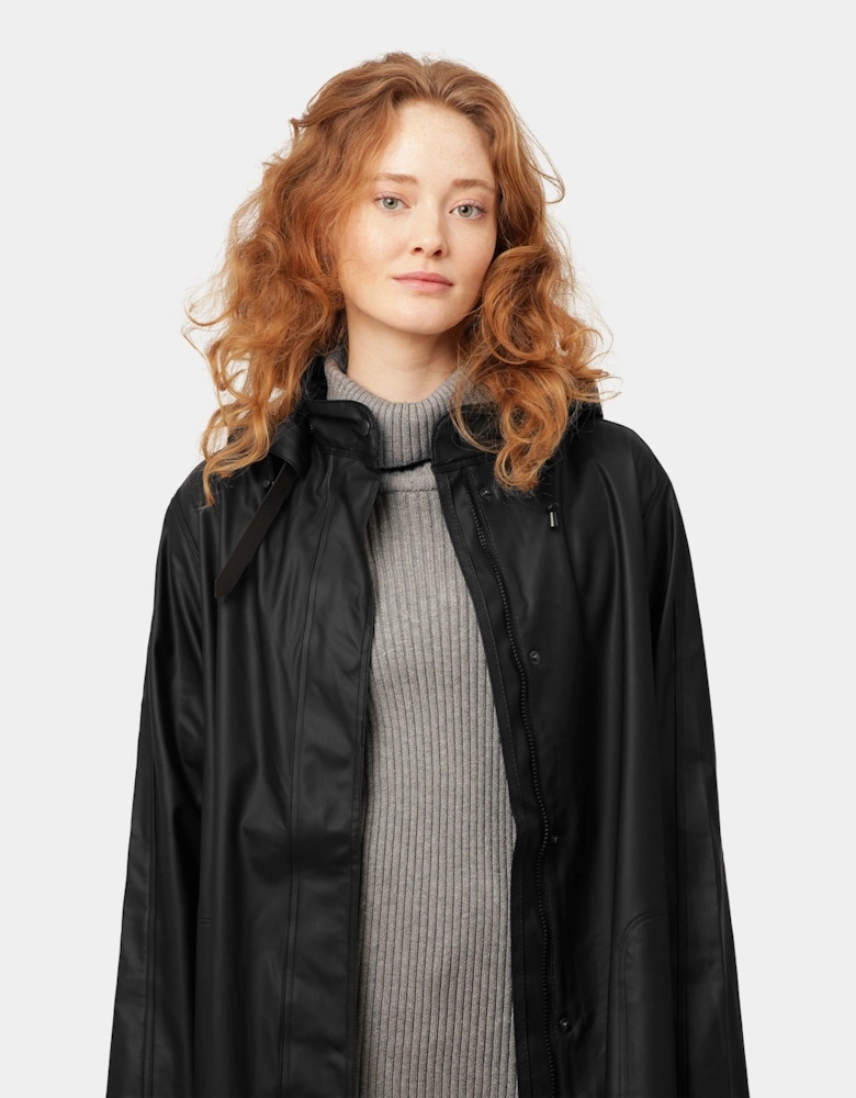 Rain Womens A-Line Rubberised Raincoat - Black 001