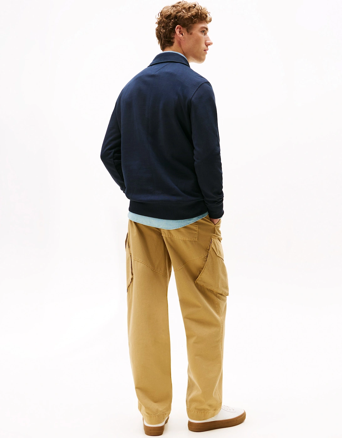 Essential Terry Long Sleeve Mens Zip Polo - Desert Sky