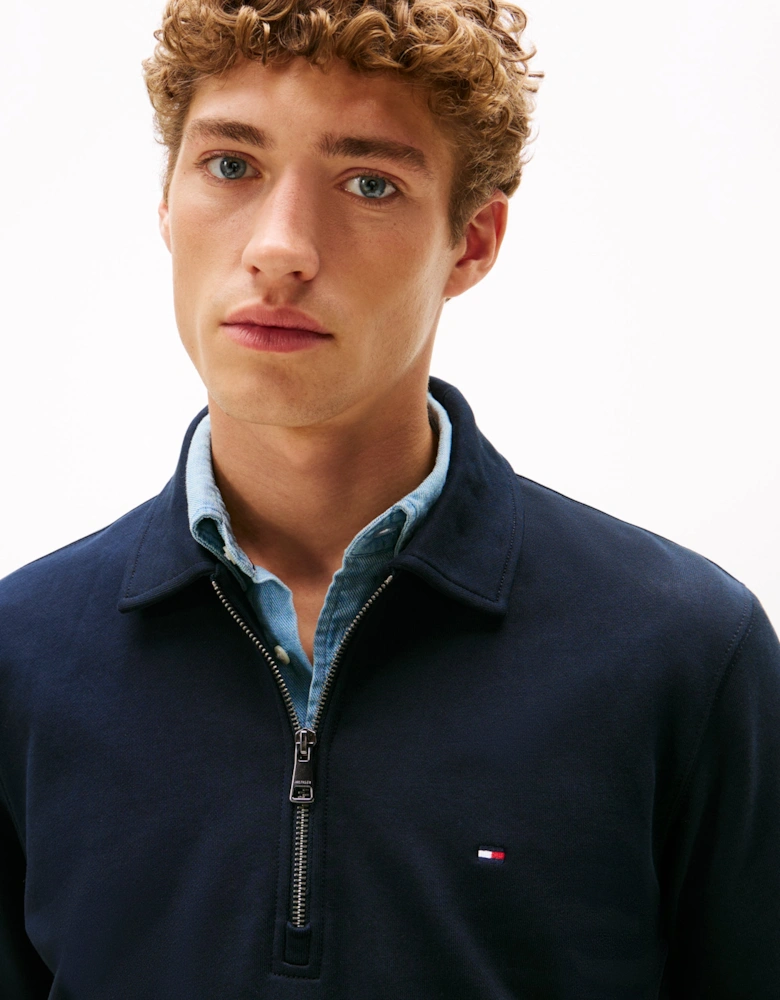 Essential Terry Long Sleeve Mens Zip Polo - Desert Sky