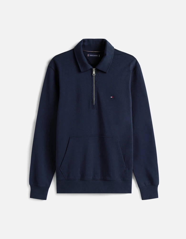 Essential Terry Long Sleeve Mens Zip Polo - Desert Sky