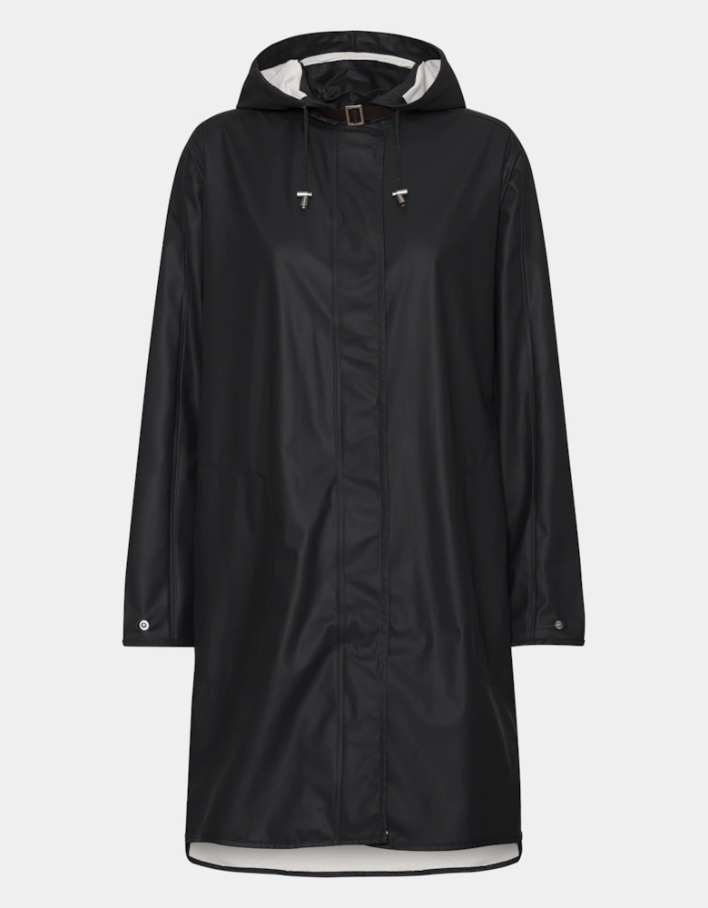 Rain Womens A-Line Rubberised Raincoat - Black 001