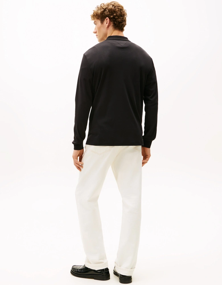Interlock Mens Long Sleeve Zip Polo - Black