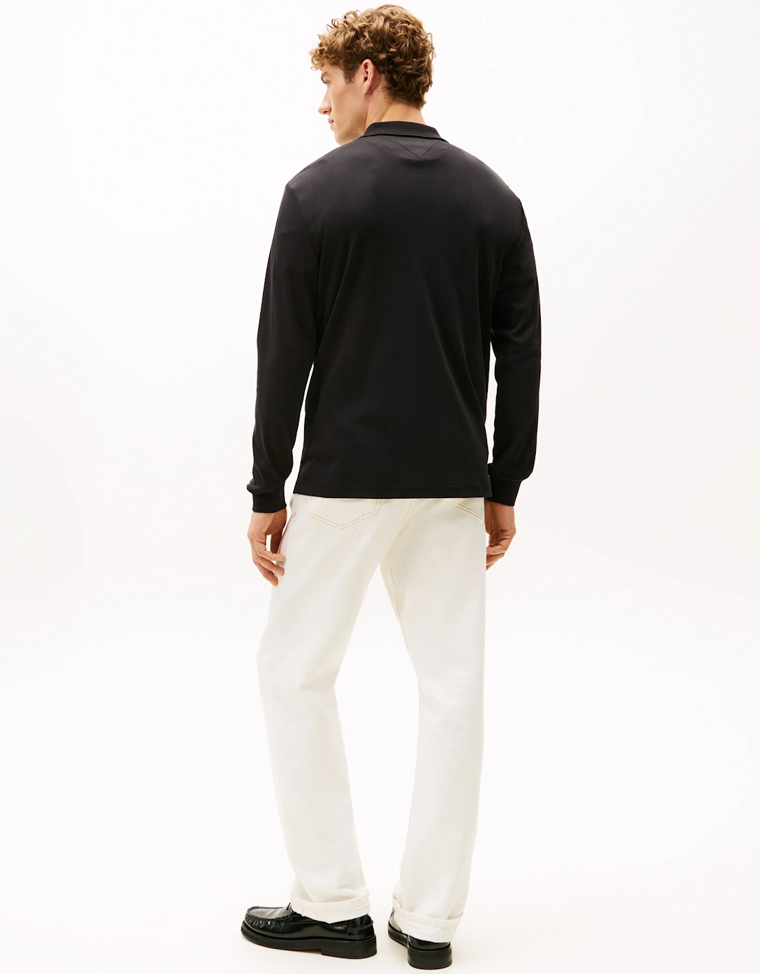 Interlock Mens Long Sleeve Zip Polo - Black