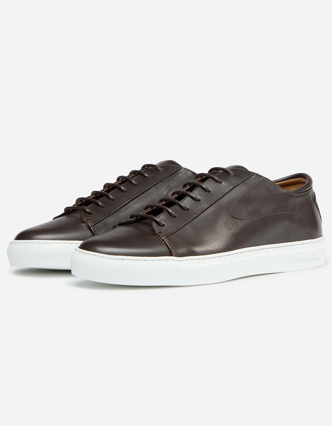Sirolo Mens Calf Leather Lightweight Trainers - Dark Brown, 6 of 5