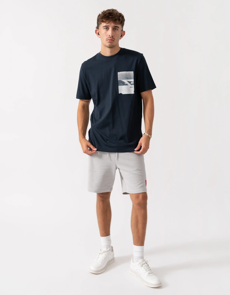 BOSS Orange Te Container Mens Graphic Print T-Shirt - Dark Blue 404