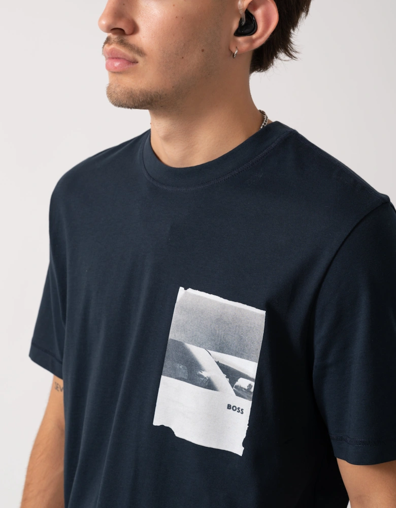 BOSS Orange Te Container Mens Graphic Print T-Shirt - Dark Blue 404