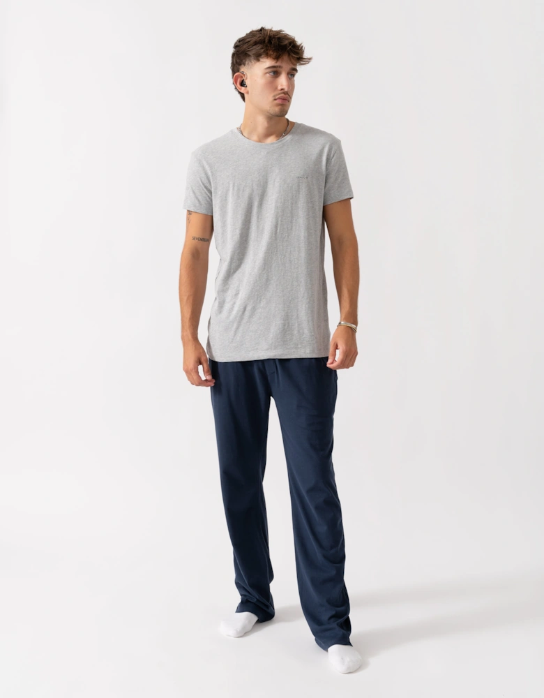 2-Pack Mens Crew Neck T-Shirts - 18 Light Grey Mel/Navy