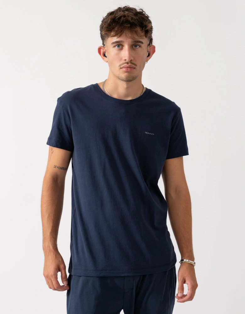 2-Pack Mens Crew Neck T-Shirts - 18 Light Grey Mel/Navy