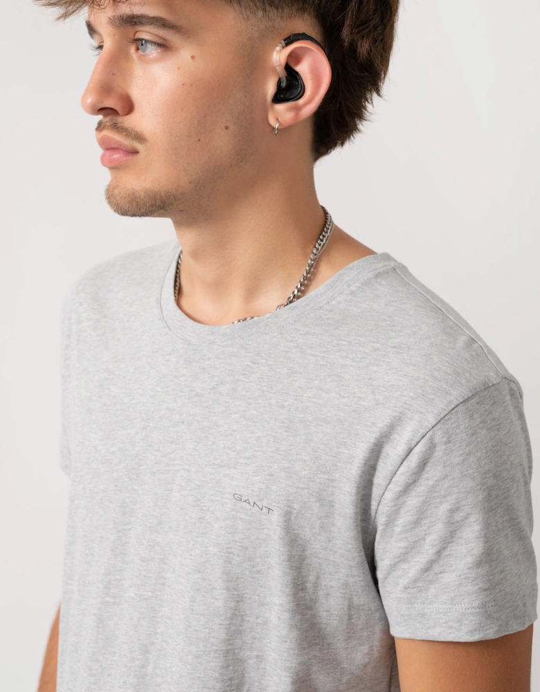 2-Pack Mens Crew Neck T-Shirts - 18 Light Grey Mel/Navy
