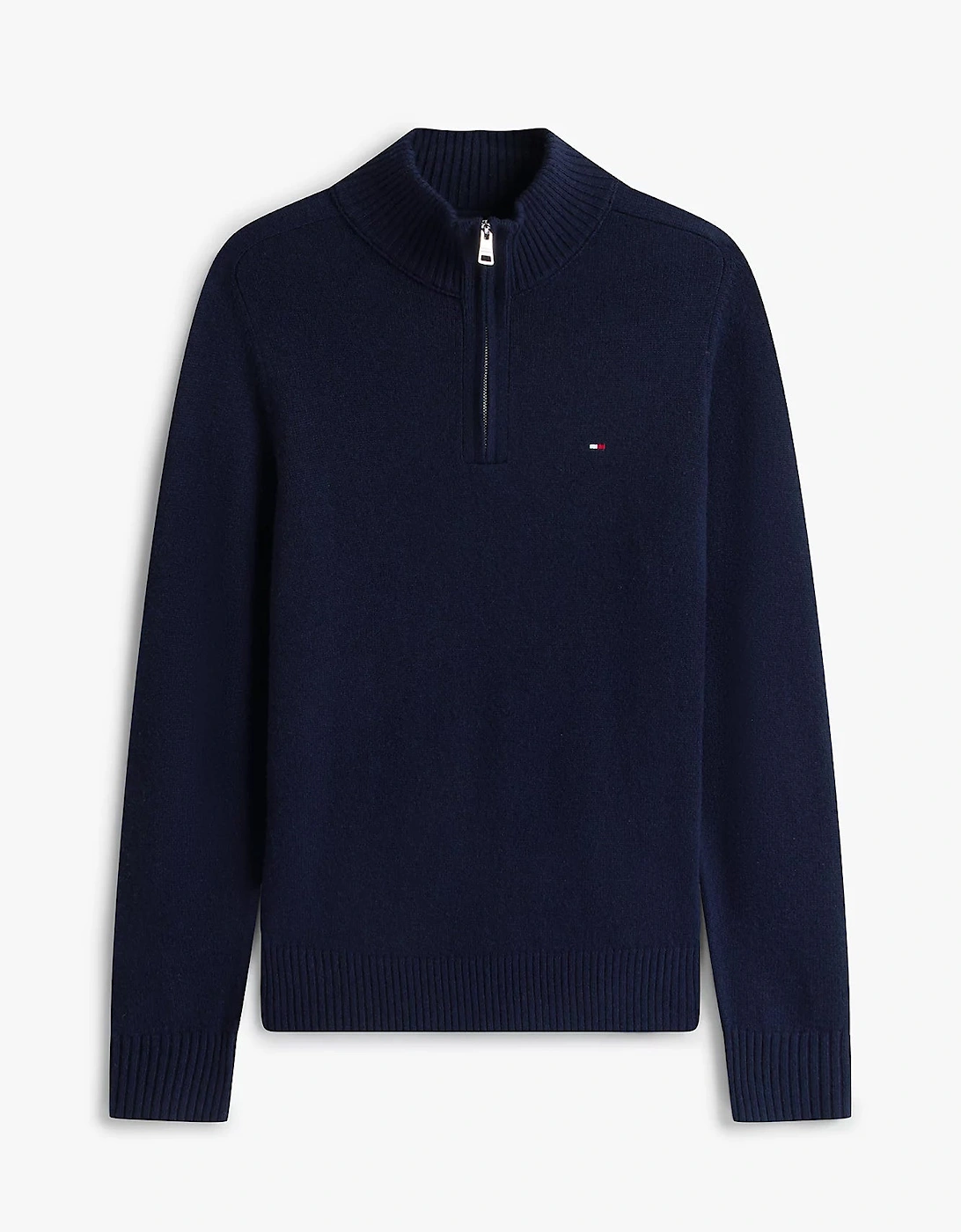 Lambswool Half-Zip Mock Neck Mens Jumper - Desert Sky