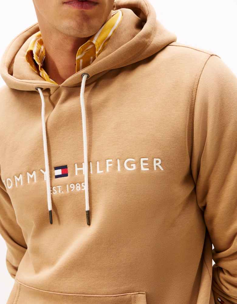 Tommy Logo Flex Fleece Hoodie - Timeless Camel