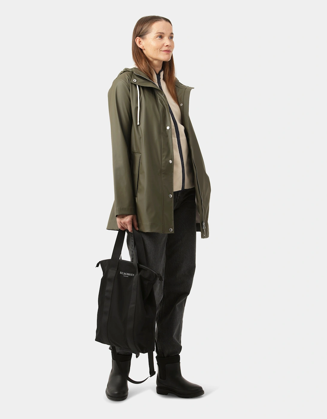 Rain Womens Short Rubberised Raincoat - Army 410