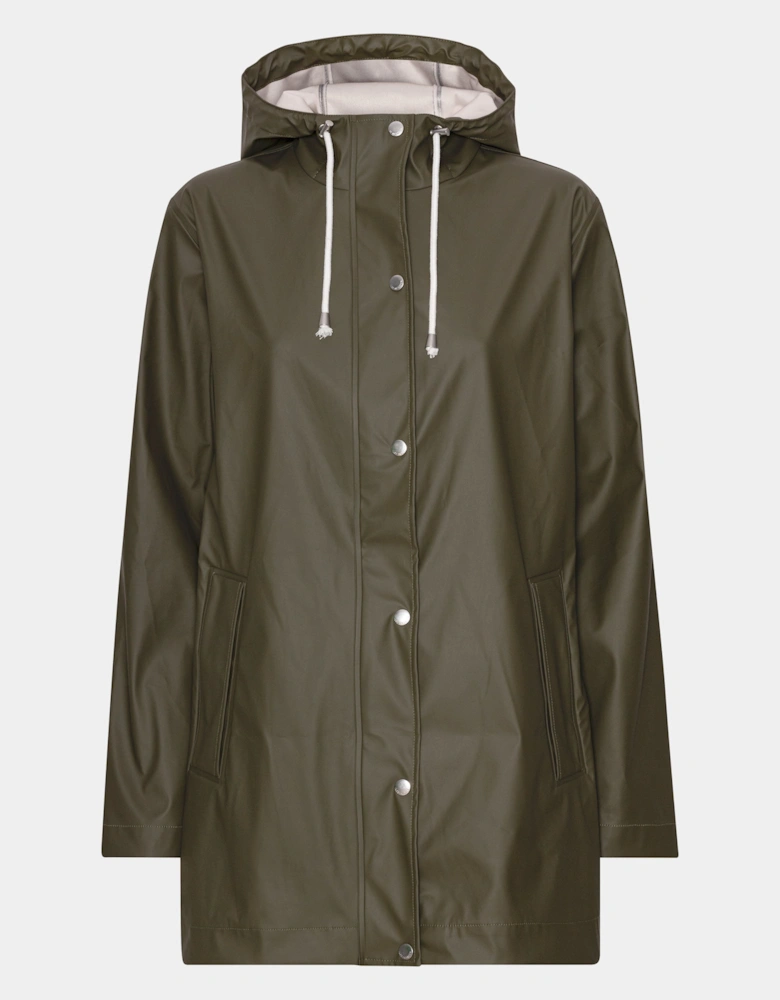 Rain Womens Short Rubberised Raincoat - Army 410