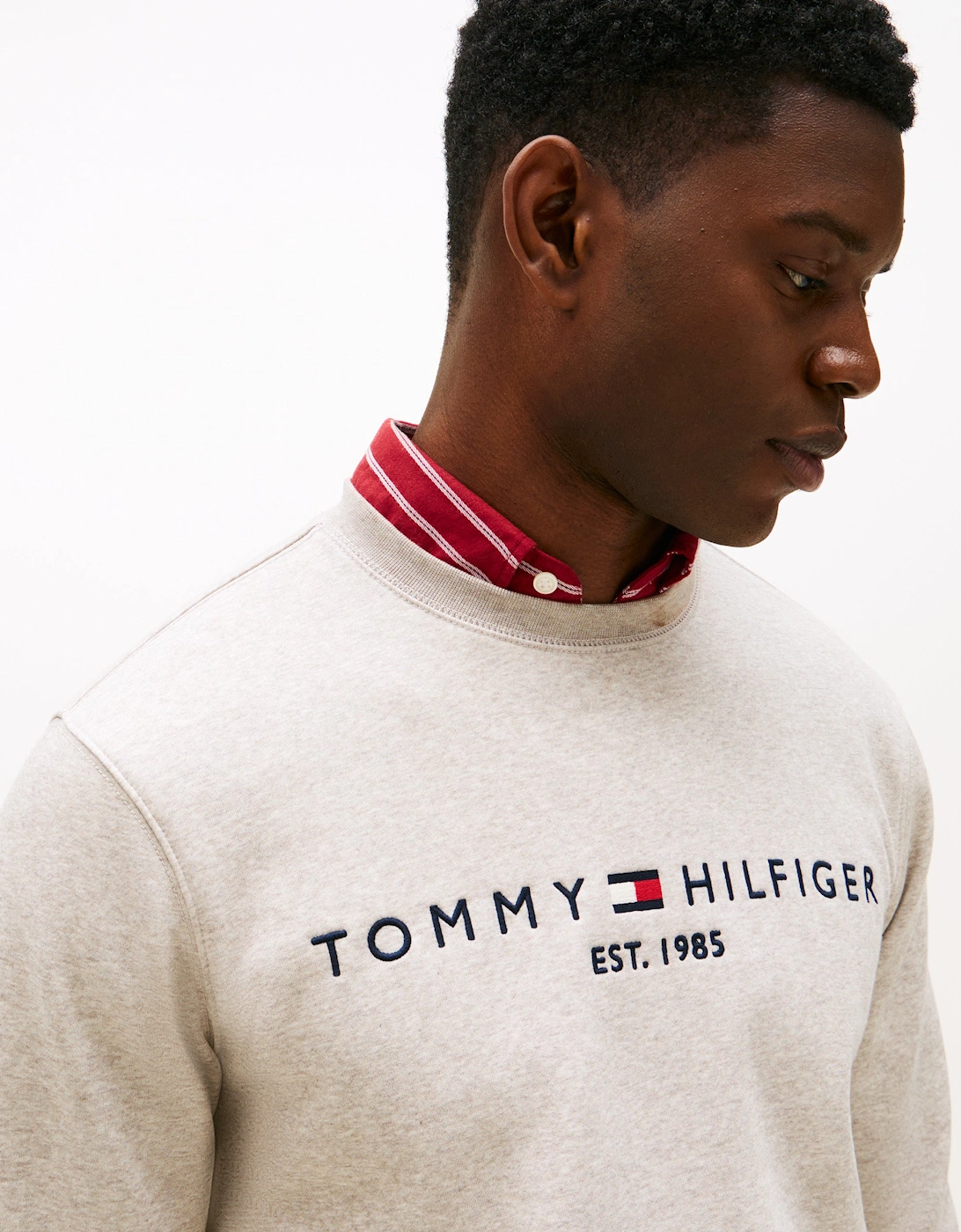 Tommy Logo Mens Sweatshirt - Heathered Pebble