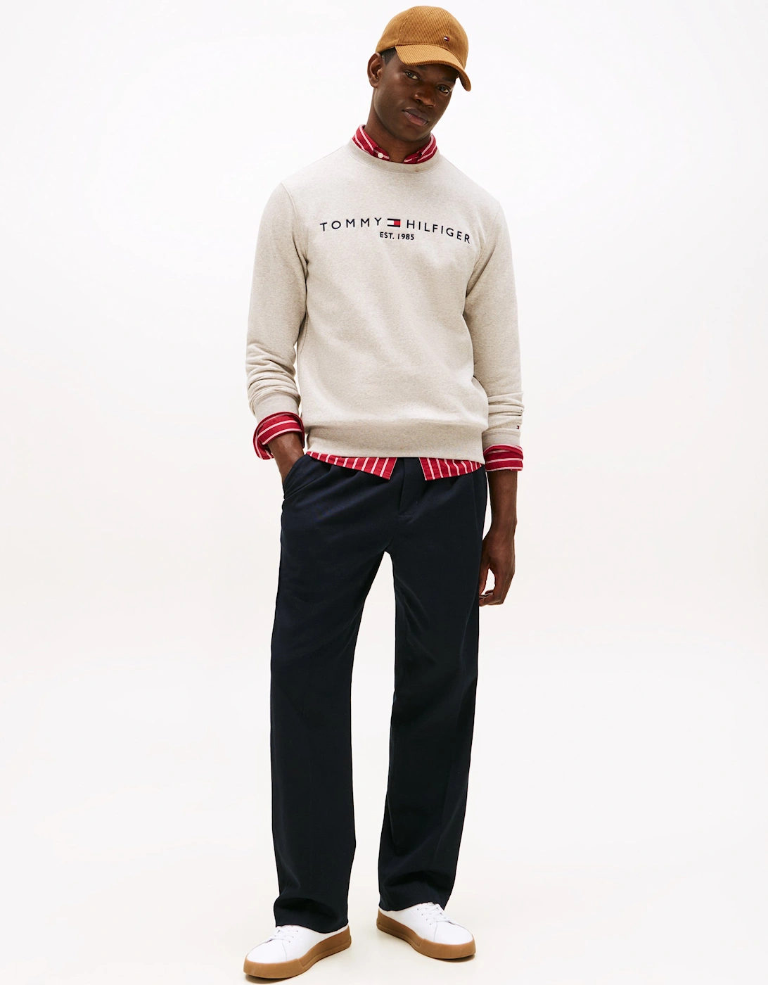 Tommy Logo Mens Sweatshirt - Heathered Pebble