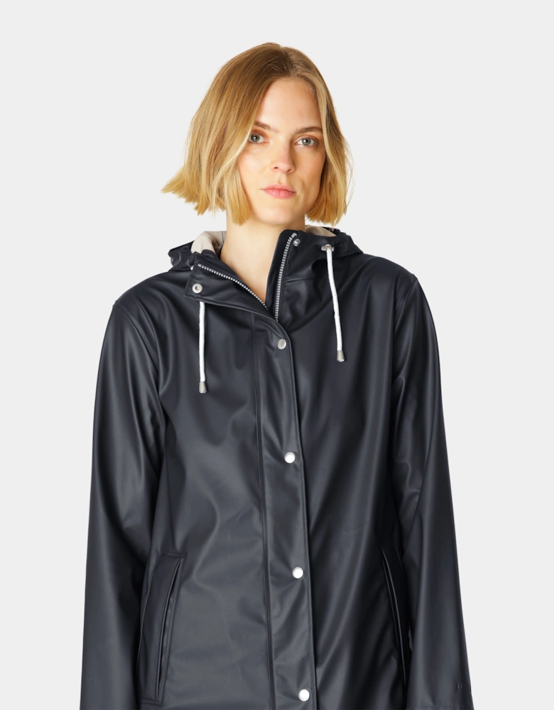 Rain Womens Short Rubberised Raincoat - Dark Indigo 660