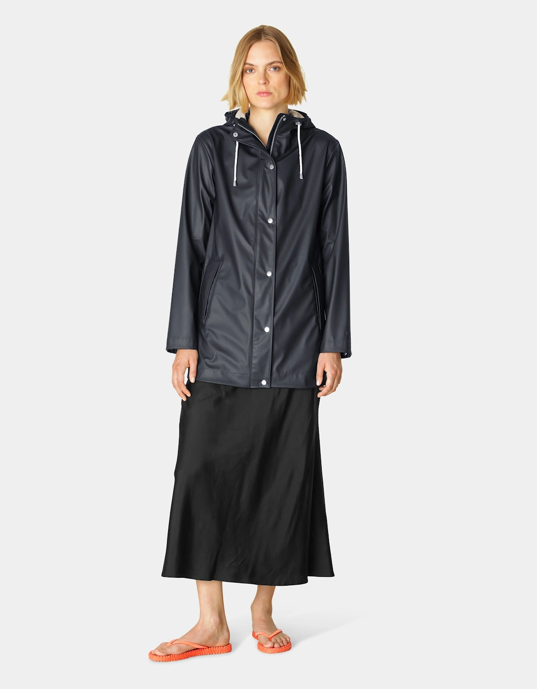 Rain Womens Short Rubberised Raincoat - Dark Indigo 660