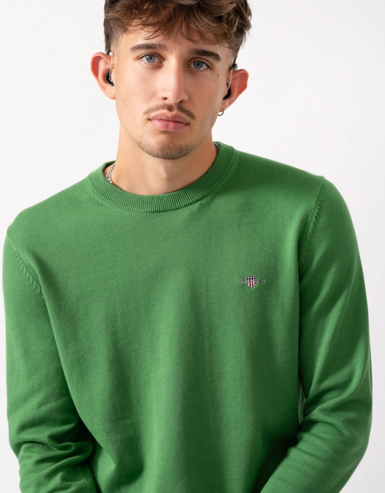 Mens Classic Cotton Crew Neck Jumper - 366 Grass Green