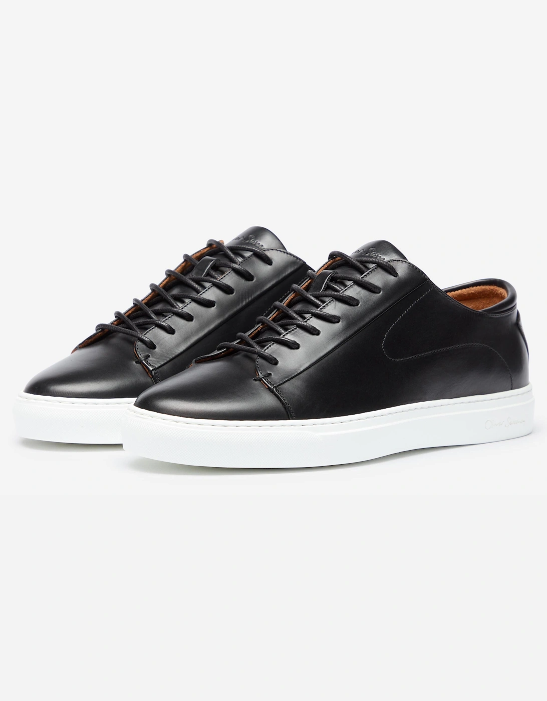 Sirolo Mens Calf Leather Lightweight Trainers - Black/White, 6 of 5