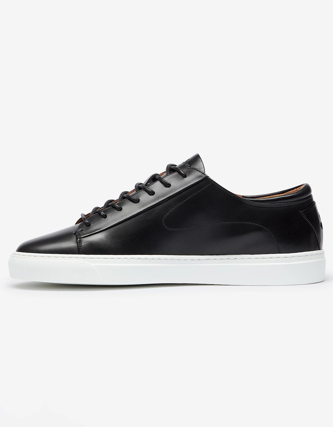 Sirolo Mens Calf Leather Lightweight Trainers - Black/White
