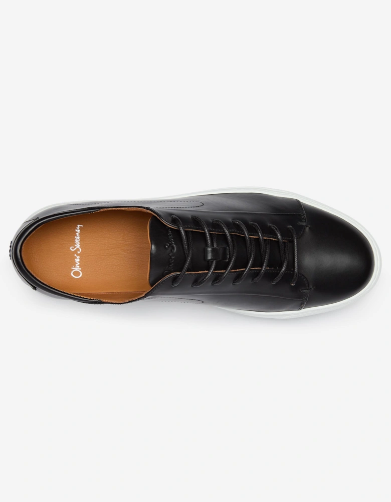 Sirolo Mens Calf Leather Lightweight Trainers - Black/White
