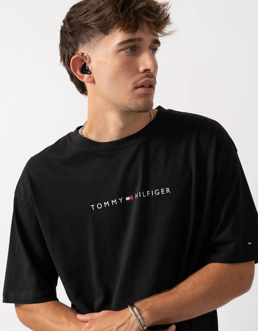 Contrast Logo Mens T-Shirt - Black