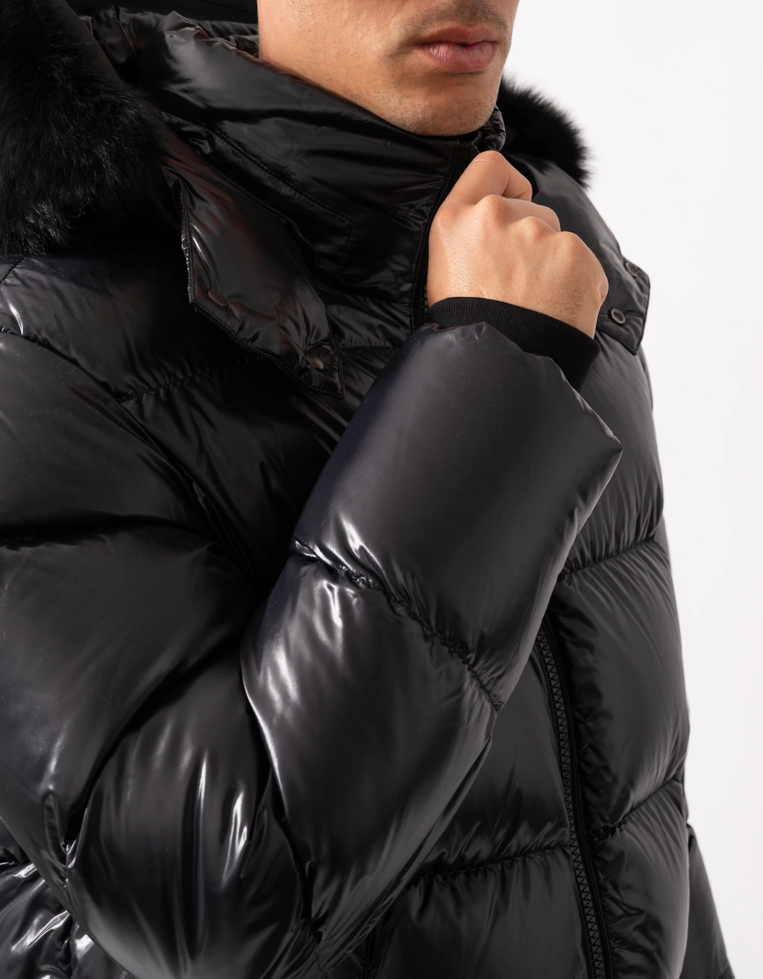 Kings Puffer Jacket Shearling - Black With Black Shearling 305