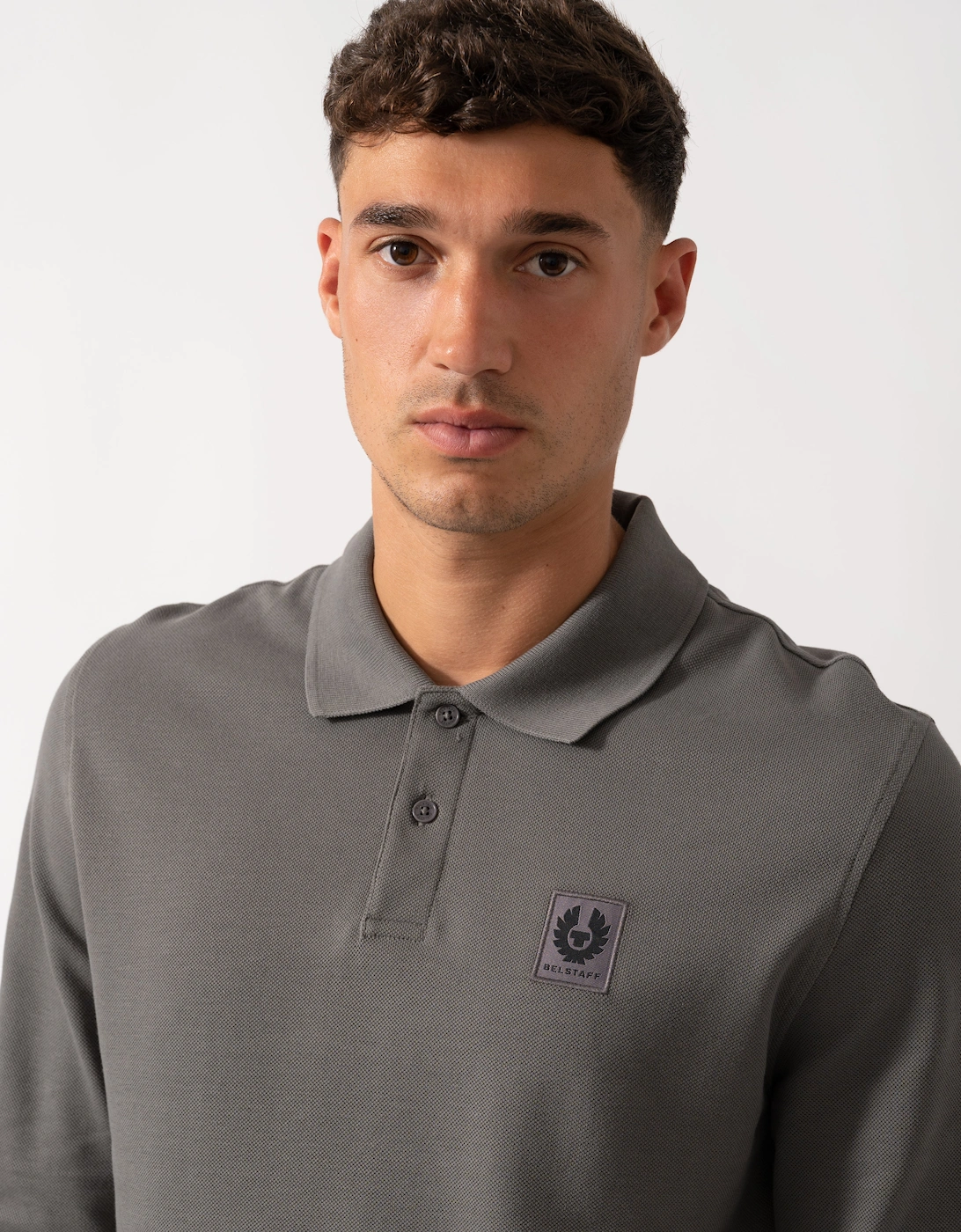 Long Sleeved Mens Essentials Polo - Tornado Grey