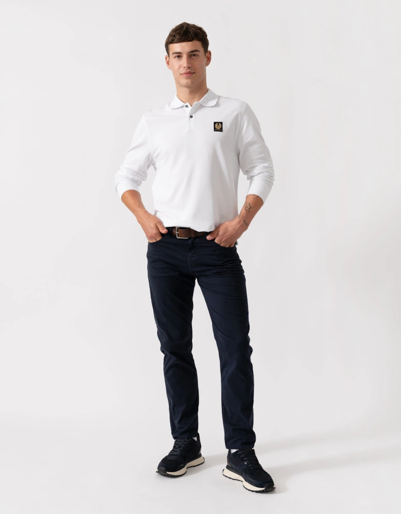 Long Sleeved Mens Essentials Polo - White